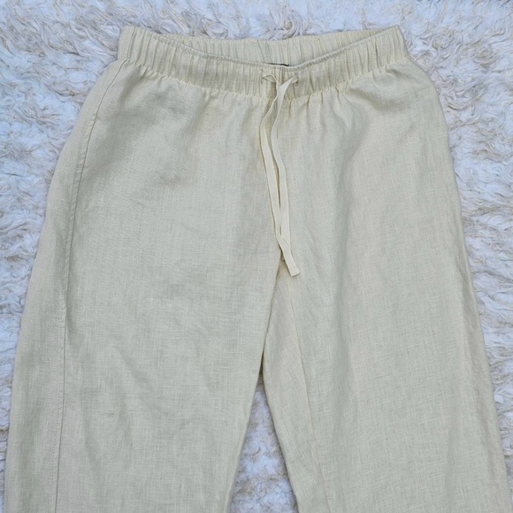 S Pants Anna Lane Cream Off White Linen Drawstring EUC - Picture 2 of 8